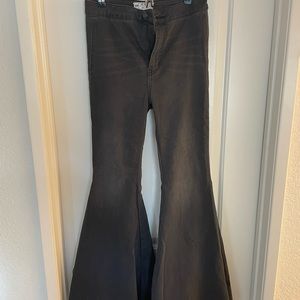 Free people black/gray wide flare jeans